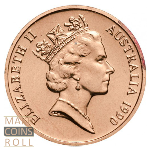 Obverse side 1 cent Australia 1990