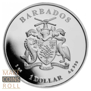 Reverse side 1 dollar Barbados 2022