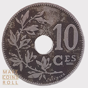 Reverse side 10 Centimes Belgium 1923