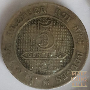 Reverse side 5 Centimes Belgium 1862