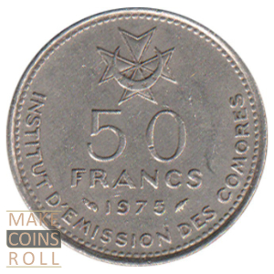Reverse side 50 francs Comoros 1975