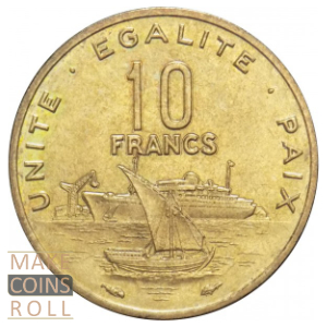 Reverse side 10 francs Djibouti 1977