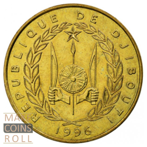 Obverse side 20 francs Djibouti 1996