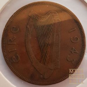 Obverse side 1 Penny Ireland 1943
