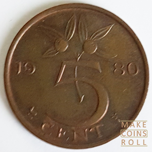 Reverse side 5 Cent Netherlands 1980