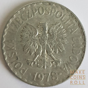 Obverse side 1 Zloty Poland 1978