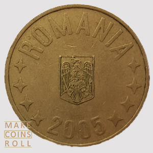 Obverse side 50 Bani Romania 2005