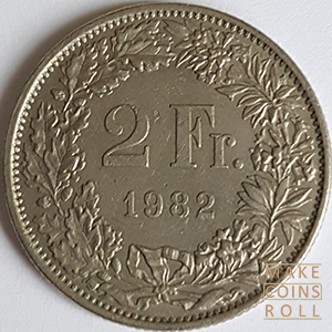 Reverse side 2 Francs Switzerland 1982