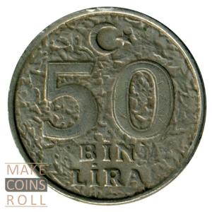Reverse side 50 bin lira Turkey 1999