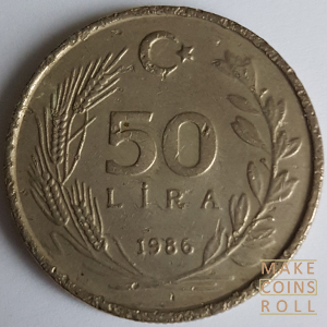 Reverse side 50 Lira Turkey 1986