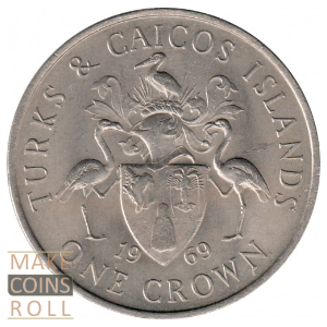 Reverse side 1 crown Turks and Caicos Islands 1969