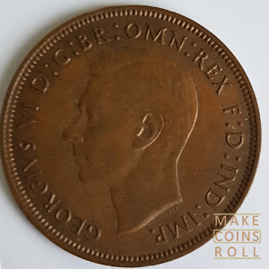 Obverse side 1 Penny United Kingdom 1948