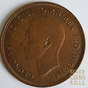 Obverse side 1 Penny United Kingdom 1948