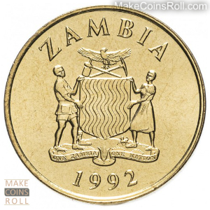 Obverse side 1 kwacha Zambia 1992