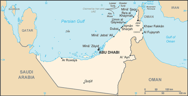 Map of United Arab Emirates