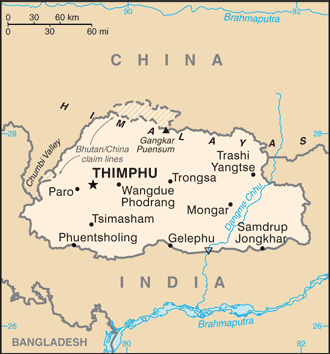 Map of Bhutan