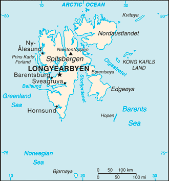 Map of Svalbard and Jan Mayen