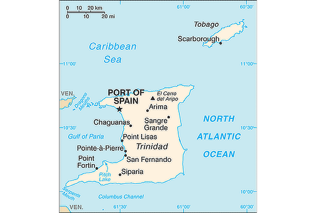 Trinidad and Tobago Territory Map
